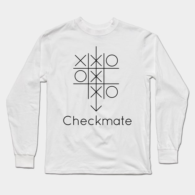 Tic Tac Toe Checkmate (light background) Long Sleeve T-Shirt by Words In Drawings